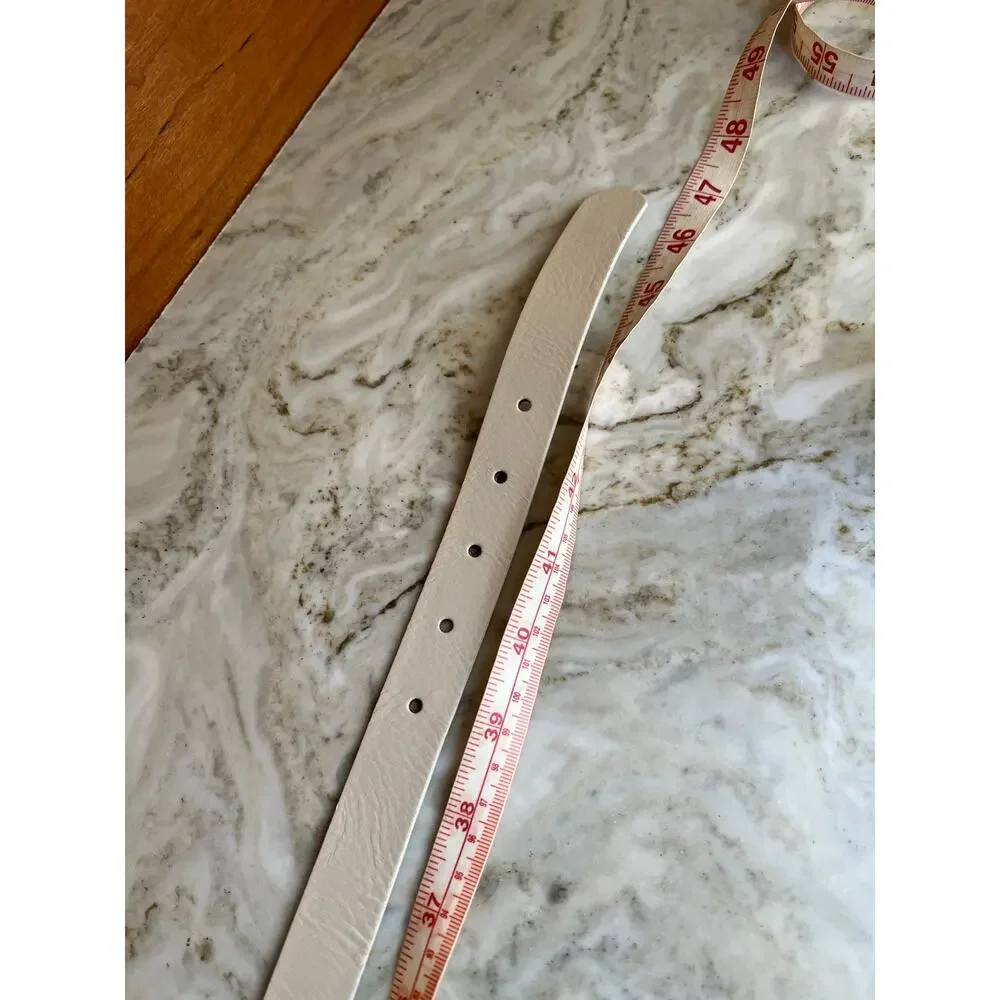 Valentina Italy Ivory Slim Leather Statement Belt L